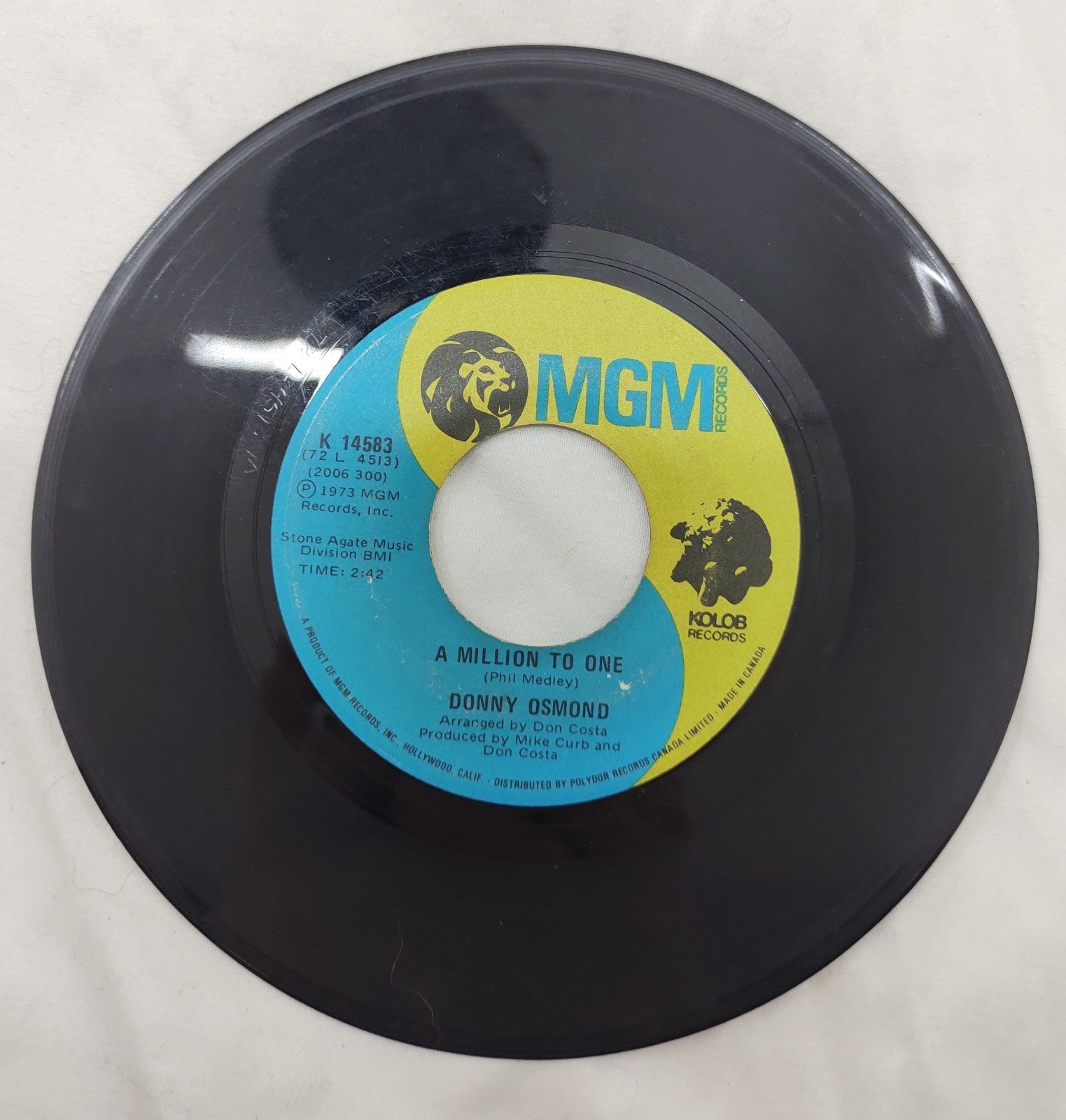 Donny Osmond – Young Love 7” MGM K-14583 Canada 1973