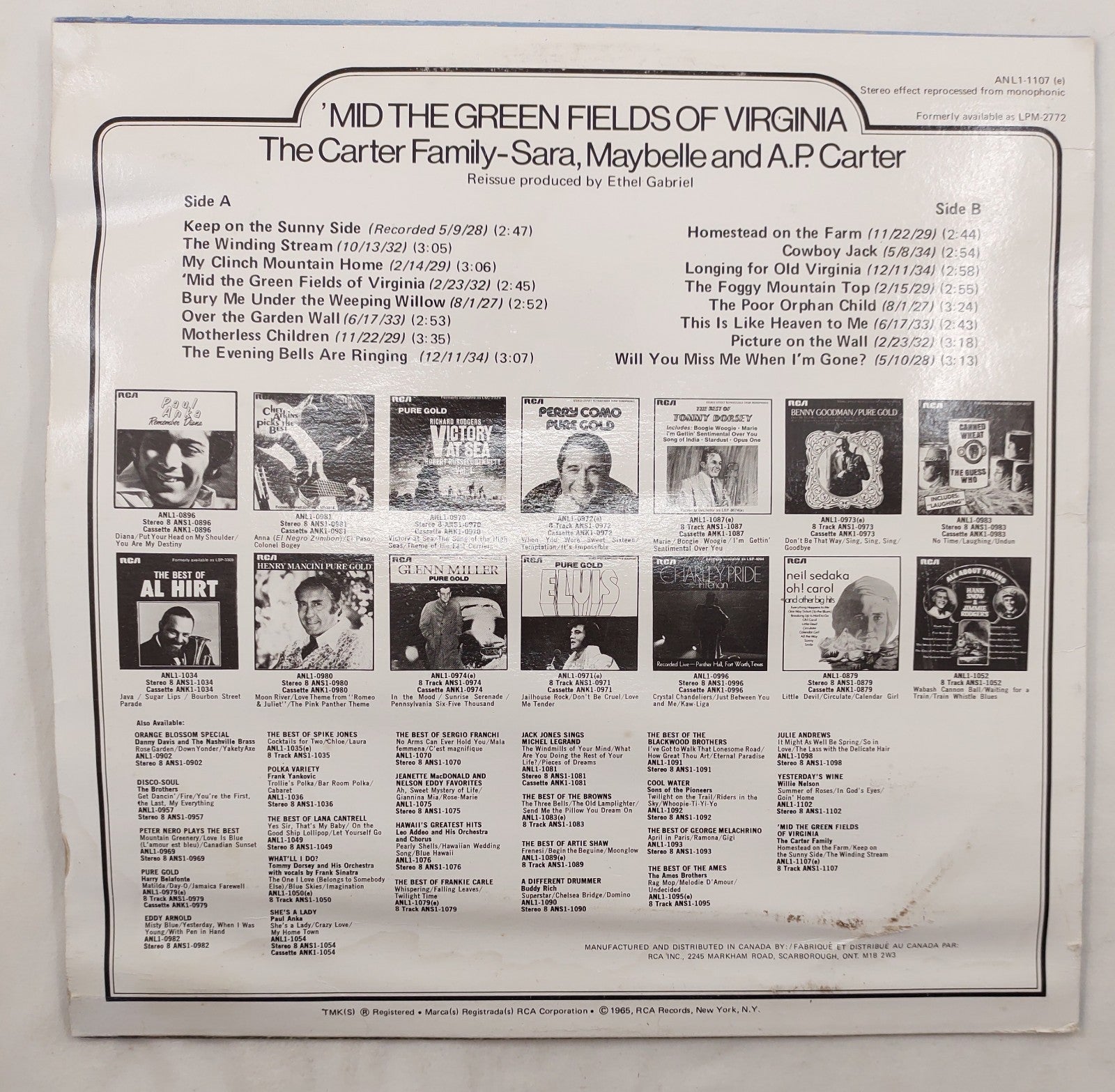 Carter Family - ’Mid The Green Fields Of Virginia LP RCA ANL1-1107 Canada 1975