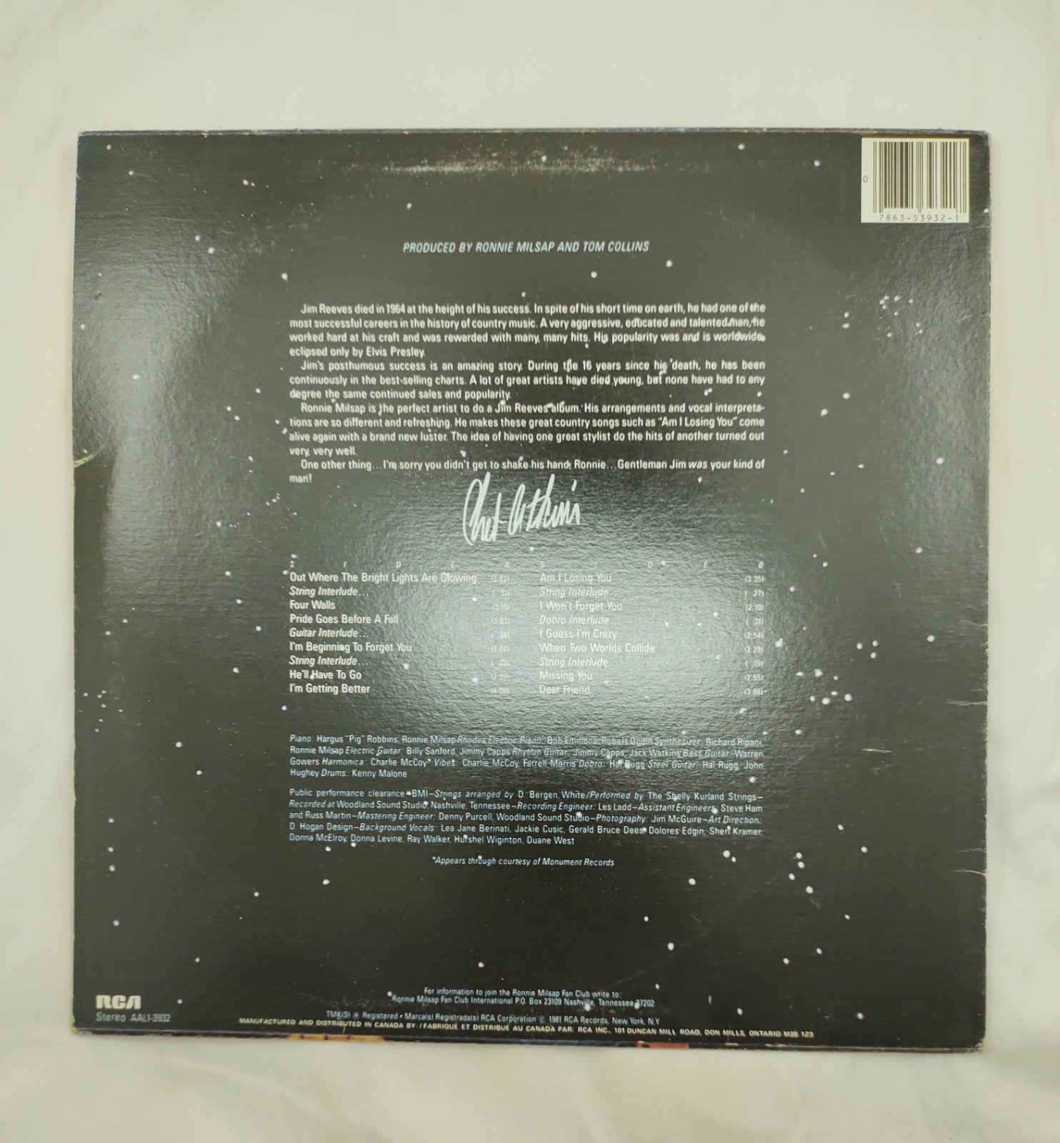 Ronnie Milsap – Out Where the Bright Lights Are Glowing LP AAL1-3932 VG