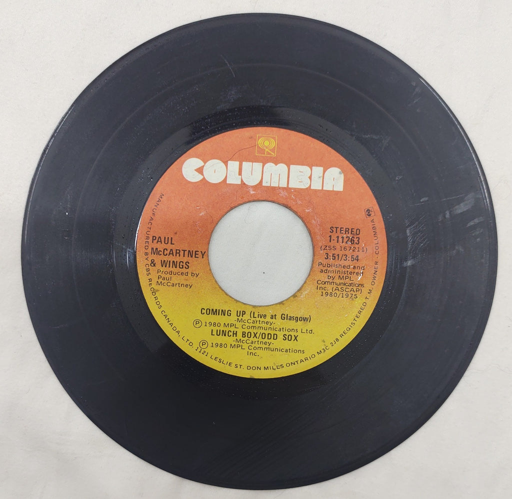 Paul McCartney – Coming Up 7” Vinyl Single Columbia 1-11263 Canada 1980