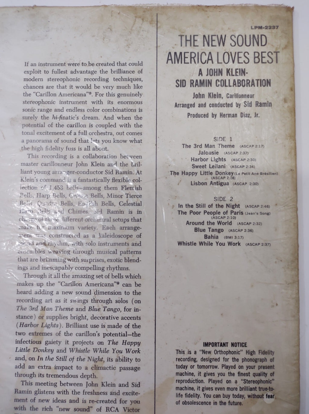 John Klein & Sid Ramin – The New Sound America Loves Best LPM-2237 LP