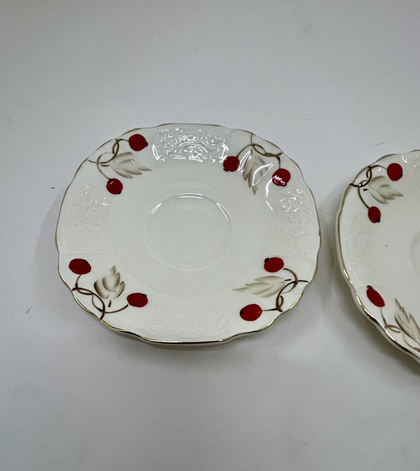 Myott Cherry Ripe Bone China Teacup & Saucer Set of 2 England Rose Floral