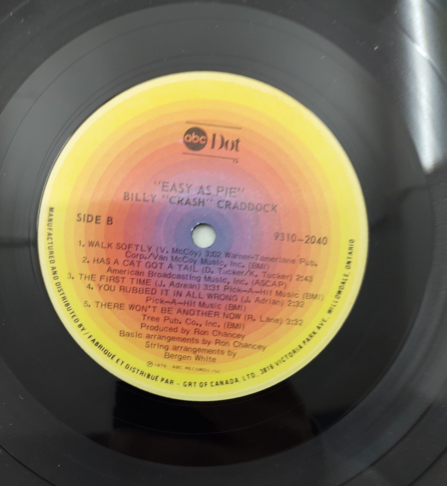 Billy “Crash” Craddock - Easy As Pie LP ABC Dot 9310-2040 Canada 1976
