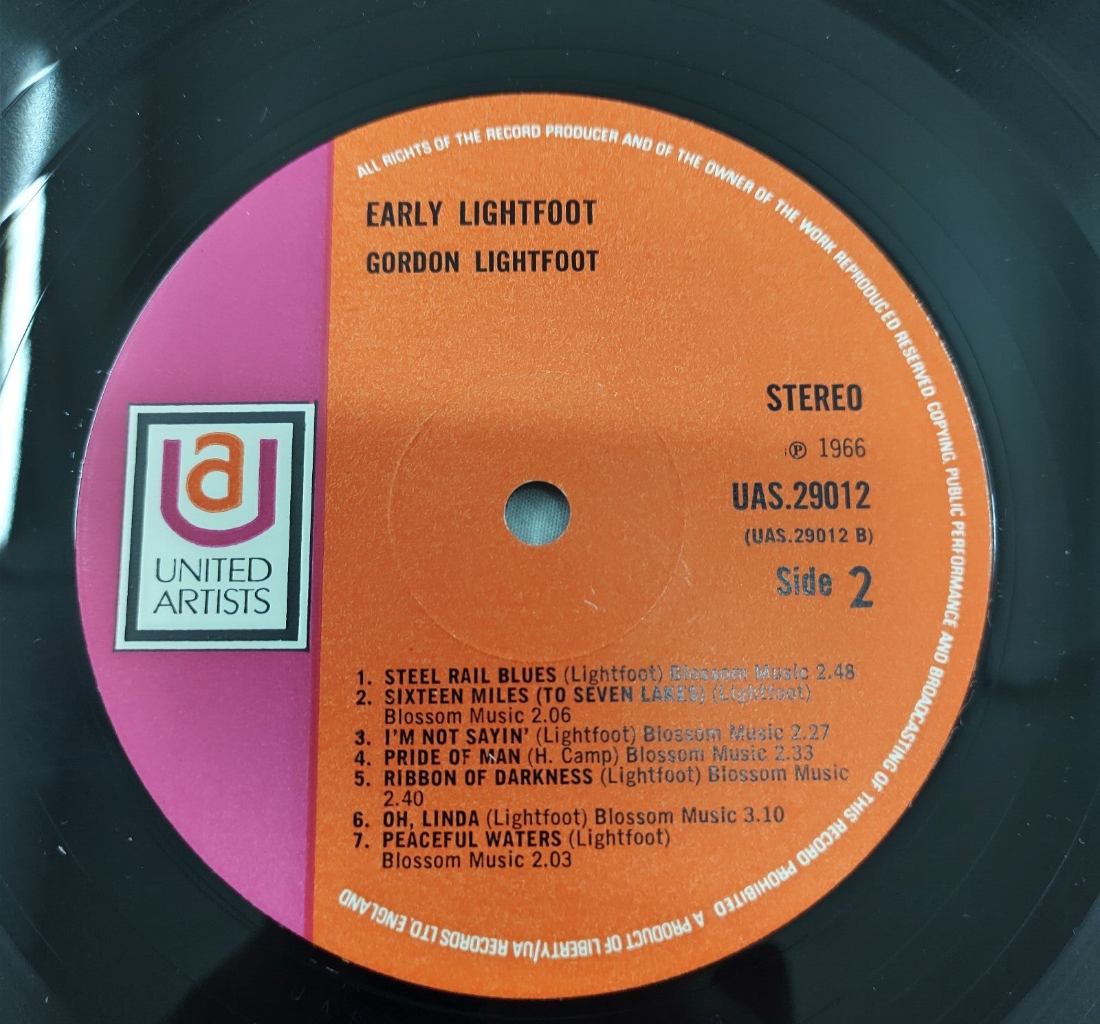 Gordon Lightfoot – Early Lightfoot LP 1969 United Artists VG