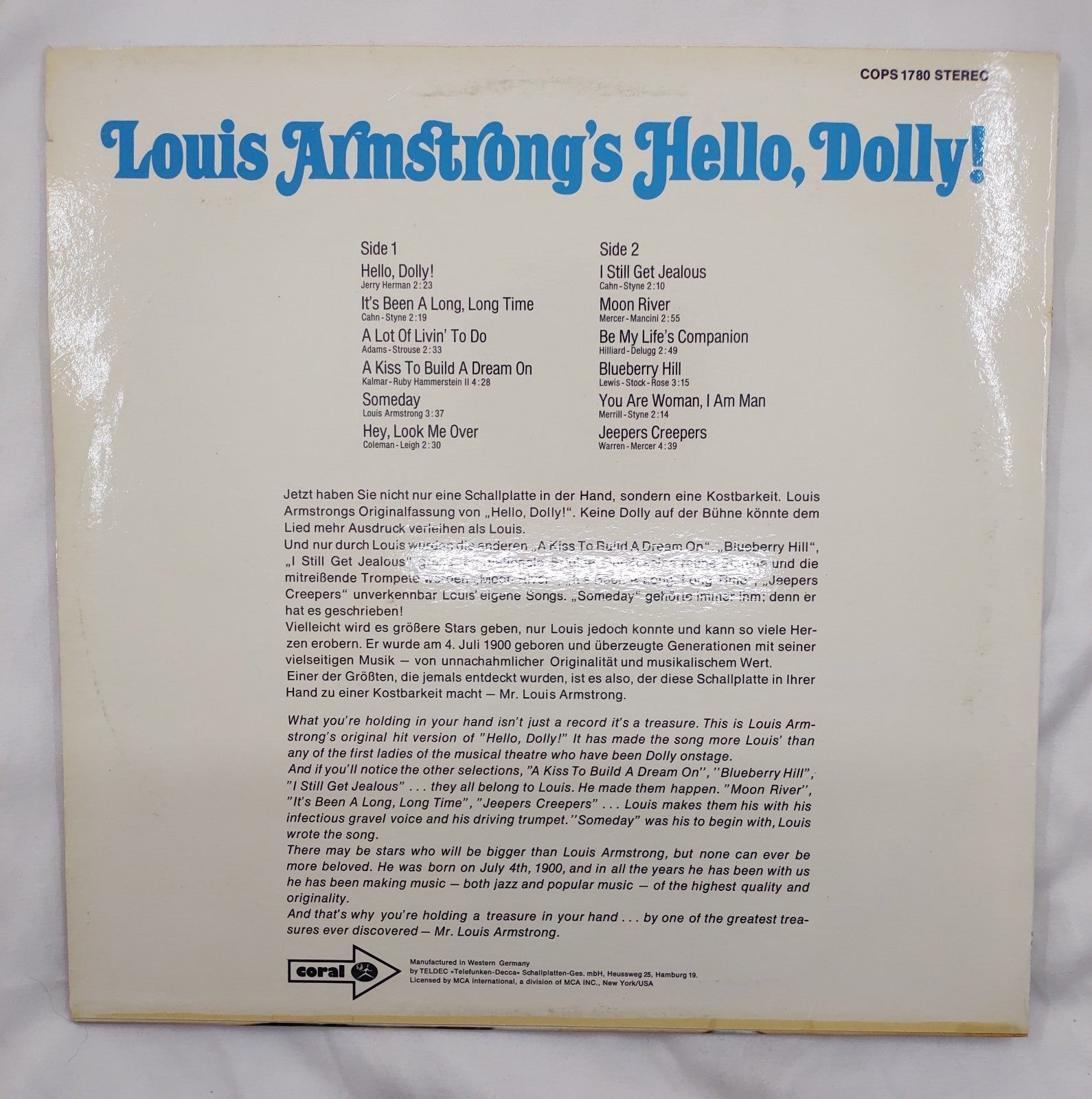 Louis Armstrong – Hello, Dolly! Coral KS-3364 Stereo LP Vinyl Record VG