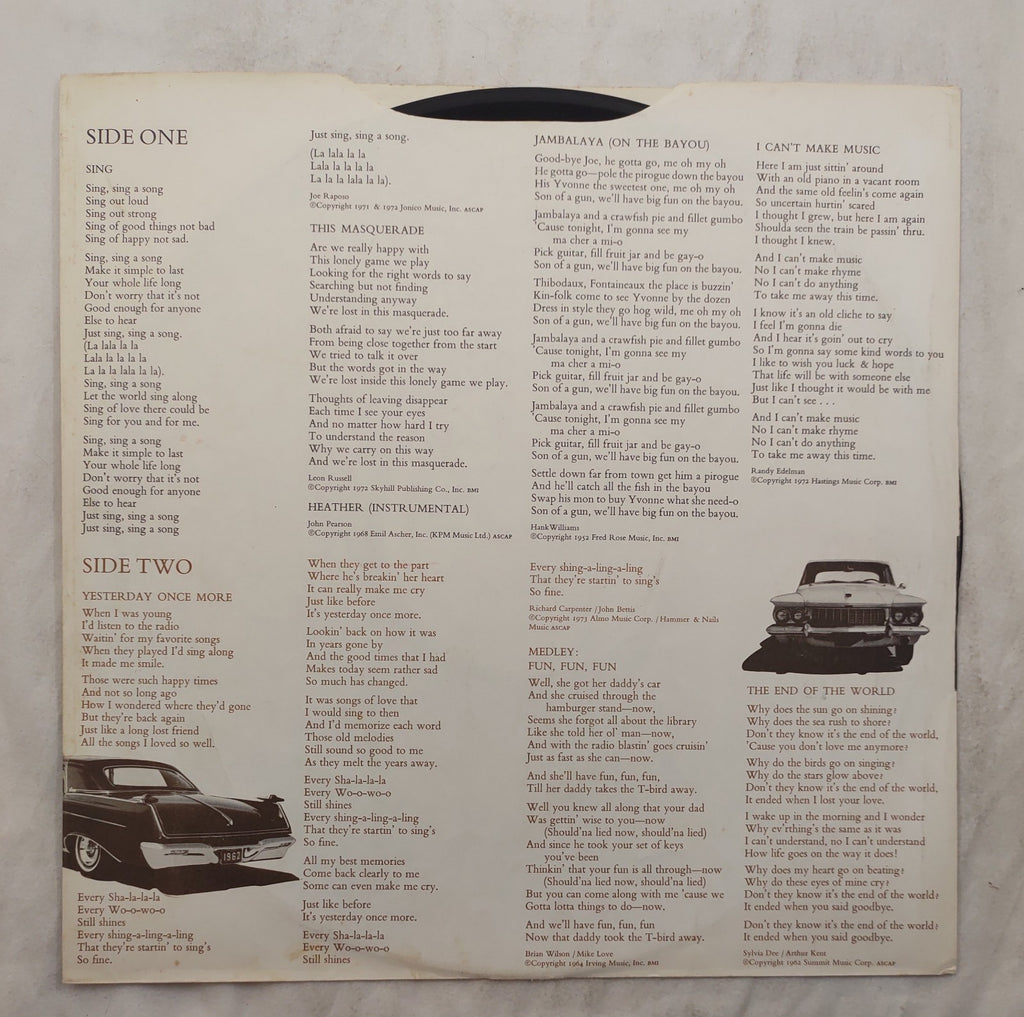 Carpenters – Now & Then LP 1973 A&M Canada Yesterday Once More