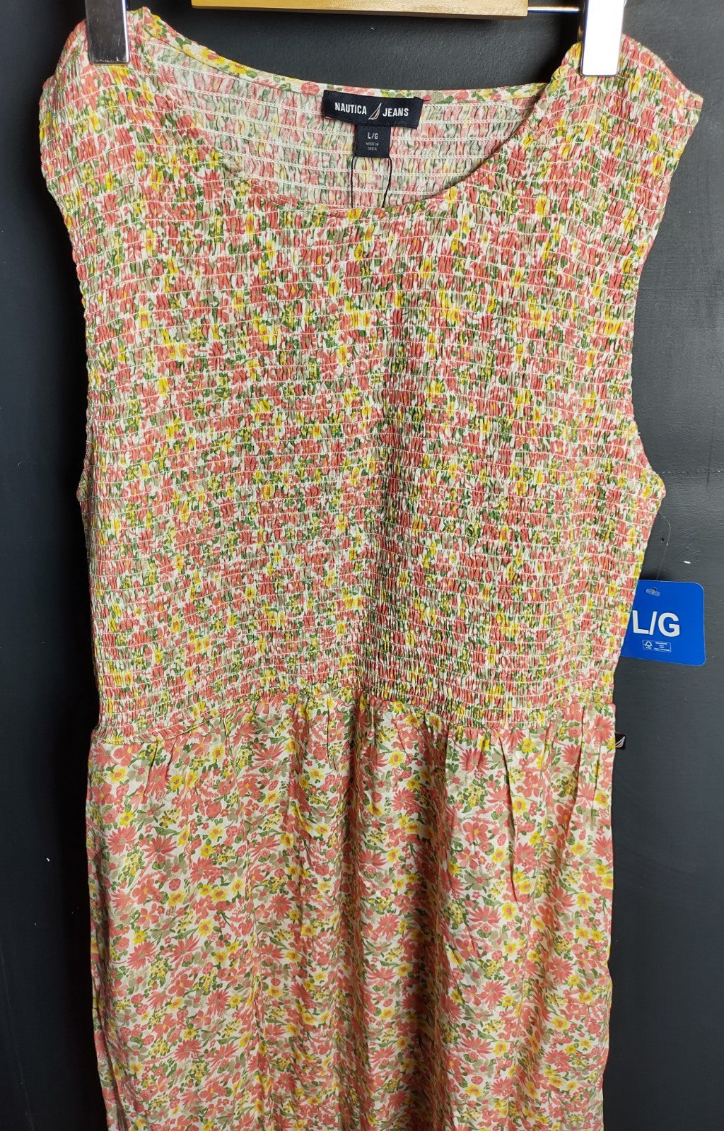 Nautica Women’s Floral Maxi Dress Large 100% Viscose Boho Summer Vacation