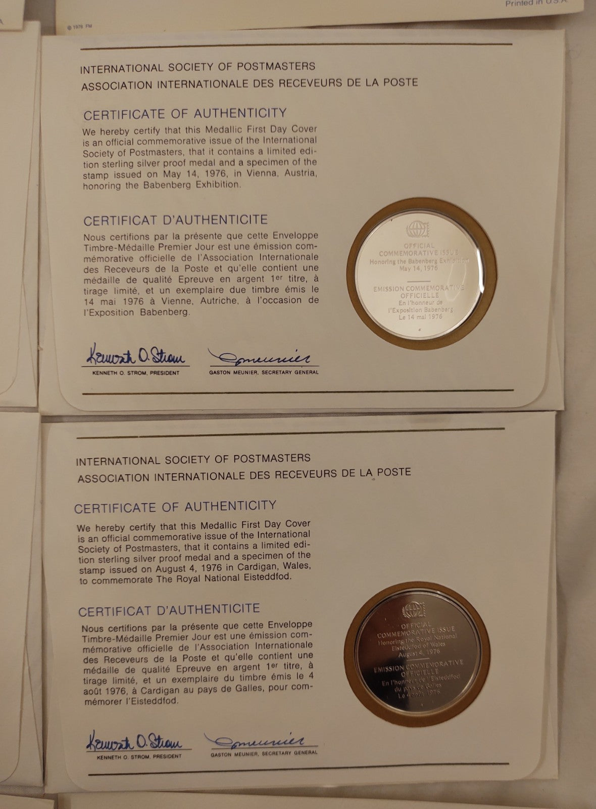 24 ISPM Sterling Silver Proof Medals 1975–76 w/ FDC Envelopes & COAs – Mint