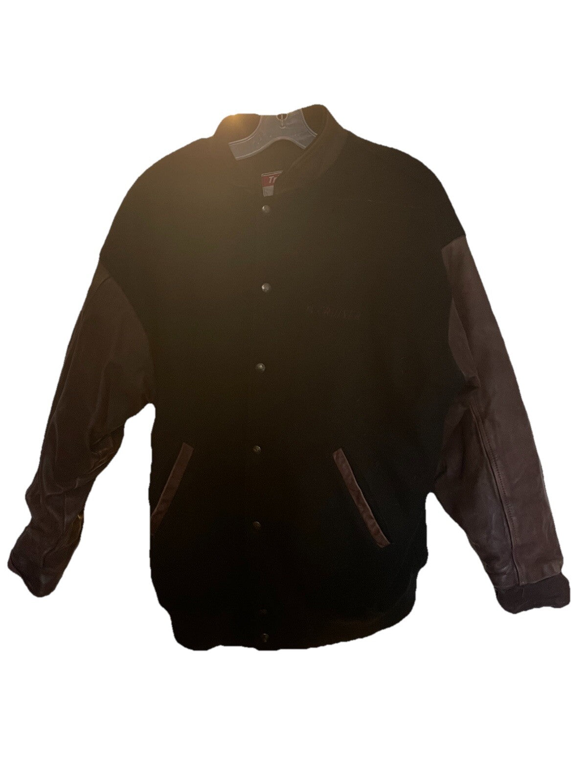 Trimark Black Brown Varsity Jacket Vintage Men's Size Large Jacket Coat