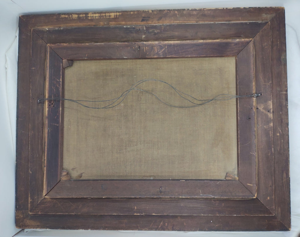 Antique A.S. Austen Original Oil Painting Cottage Lake Landscape Framed