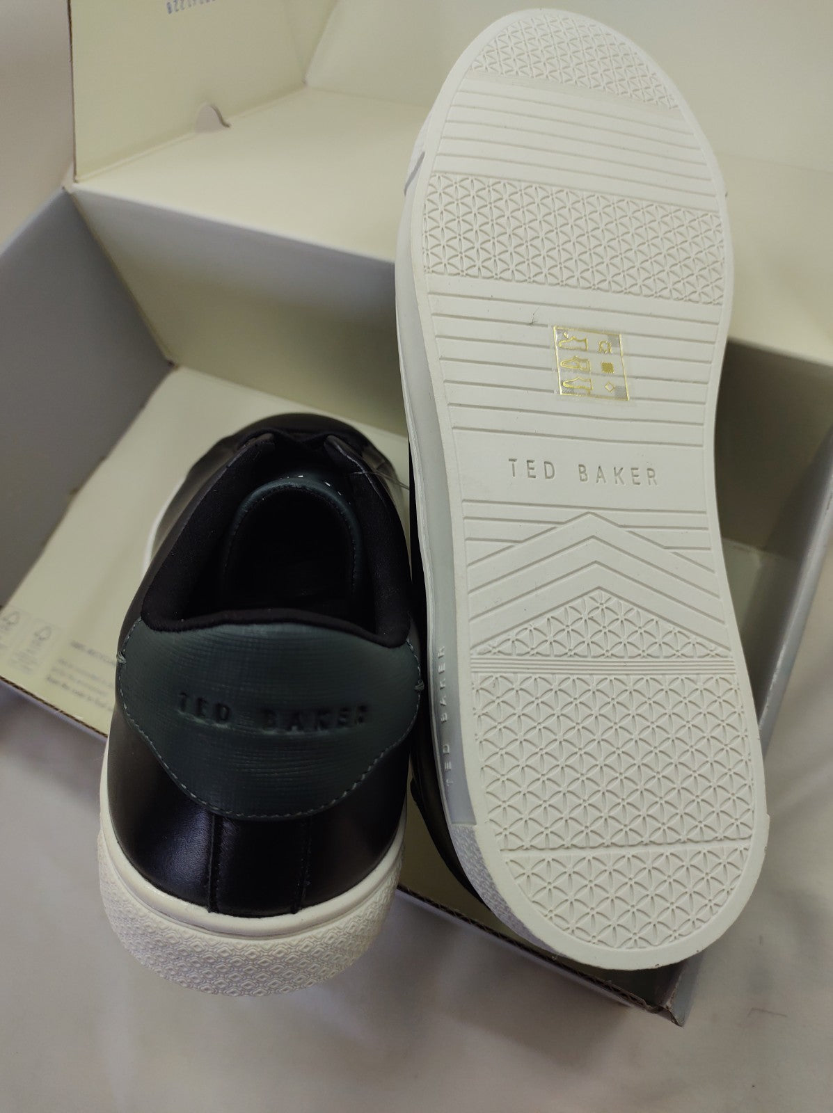 Ted Baker Men’s Black Leather Sneakers Size 10 Designer Low Top NIB