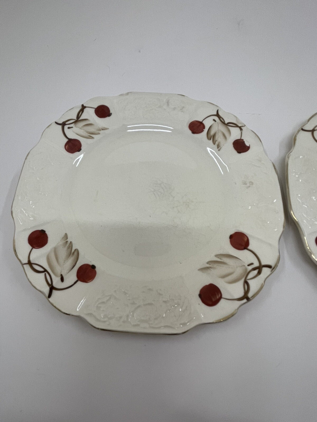 Myott Cherry Ripe Bone China Salad Side Plates x2 English Floral Vintage