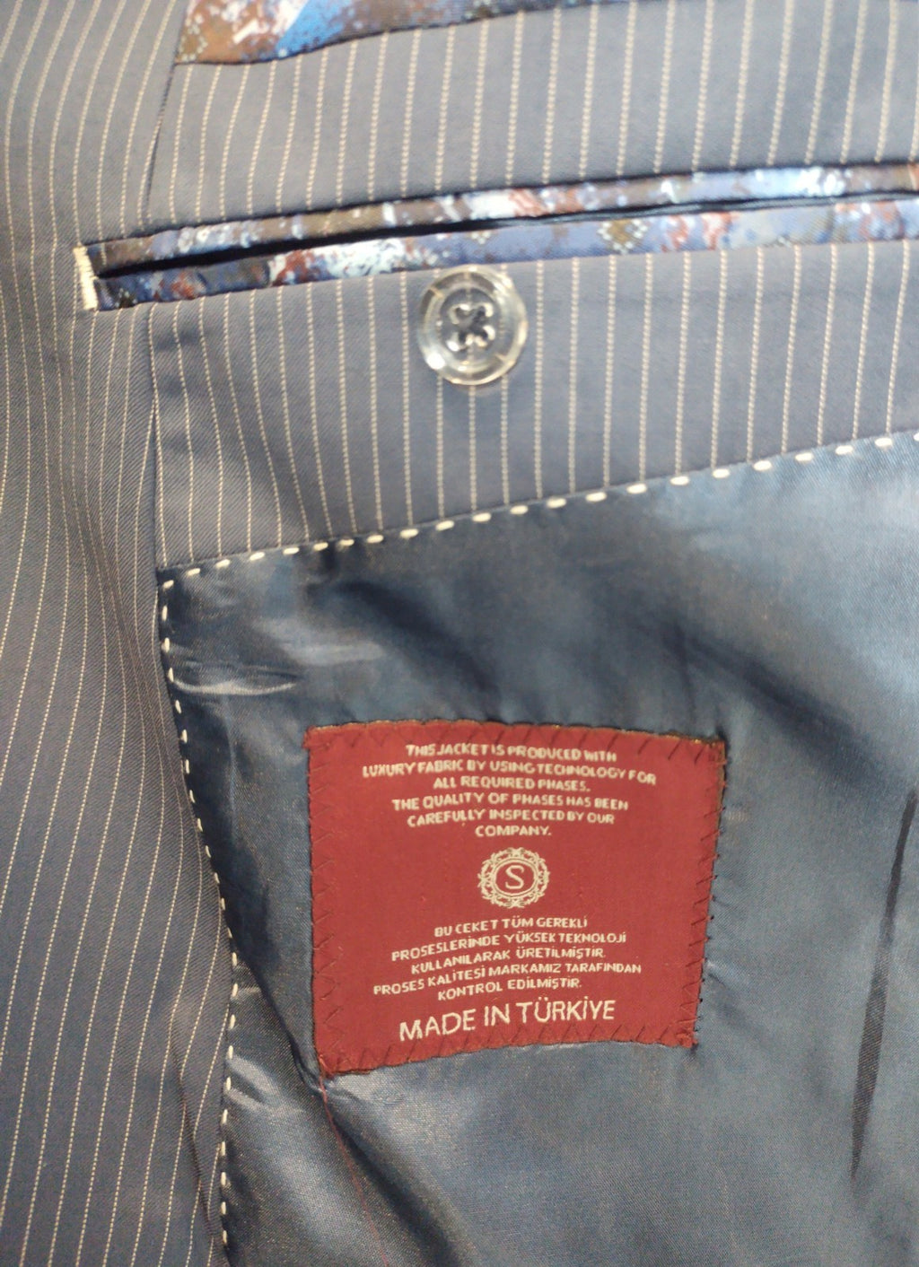 Snover Blue Pinstripe Suit Men's 38 Jacket/34W Pants 2-Pc Sharp Fit