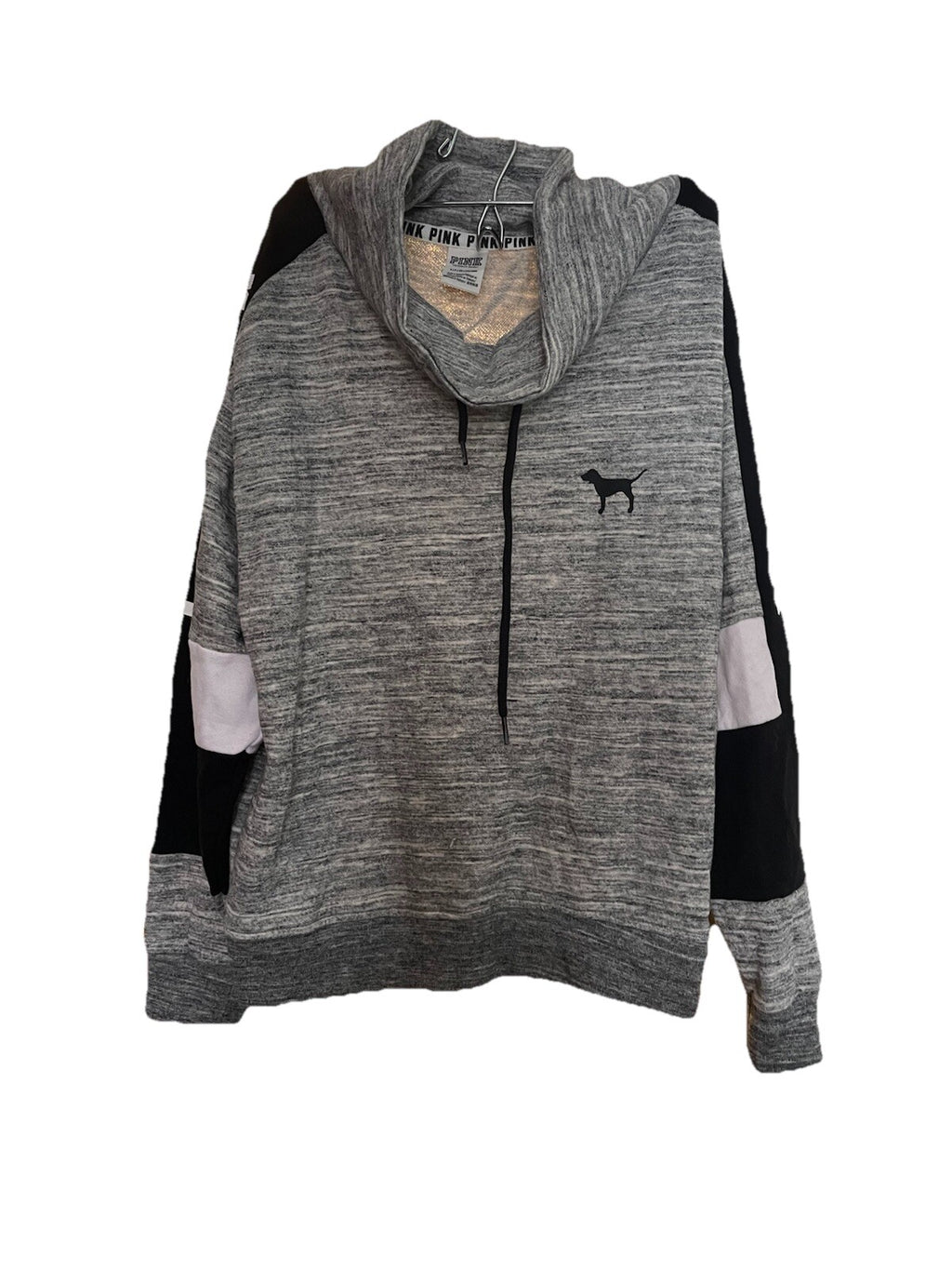 PINK VS Colorblock Pullover Sweater L Grey Cozy Fleece Loungewear Rare