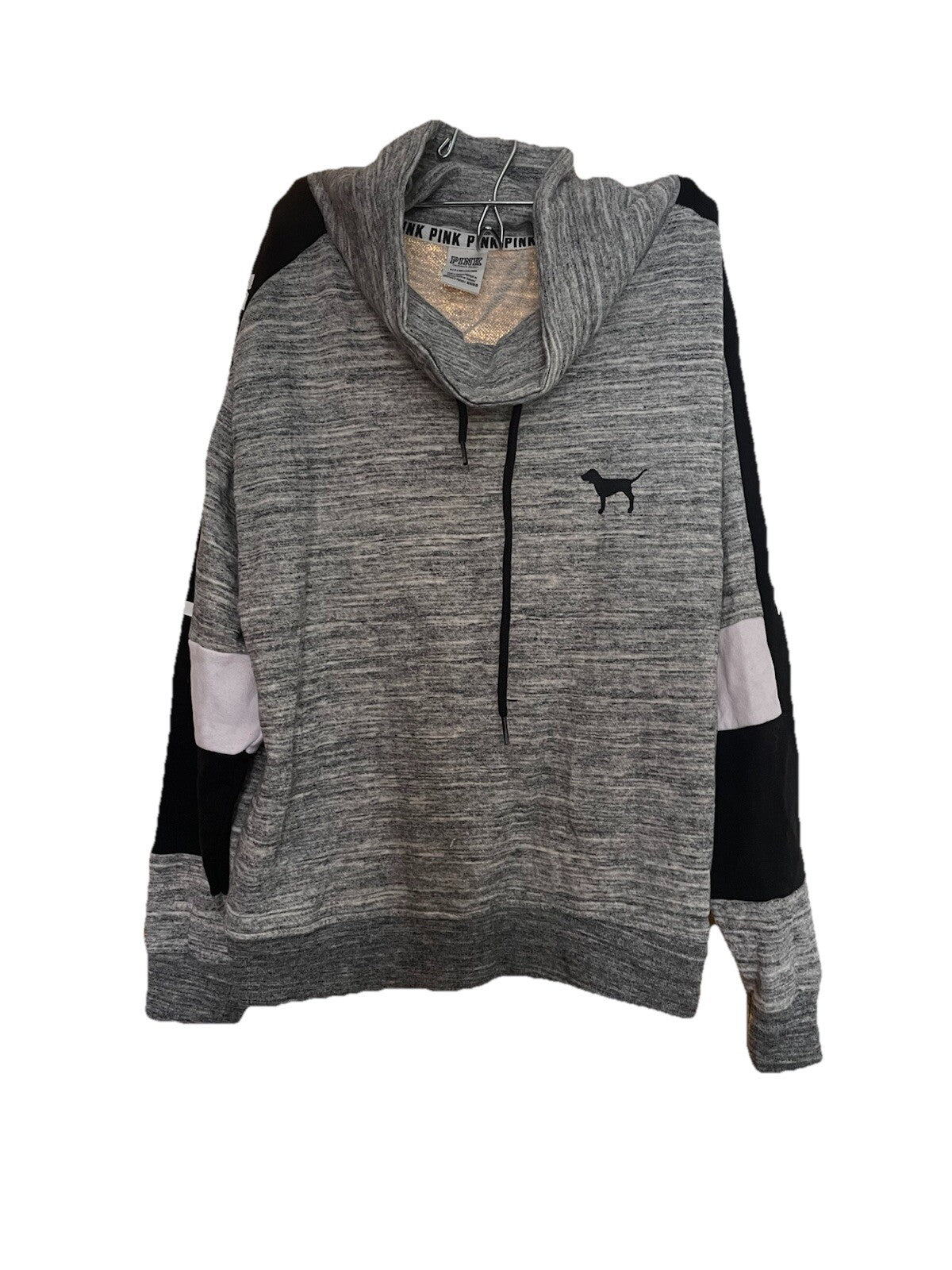 PINK VS Colorblock Pullover Sweater L Grey Cozy Fleece Loungewear Rare