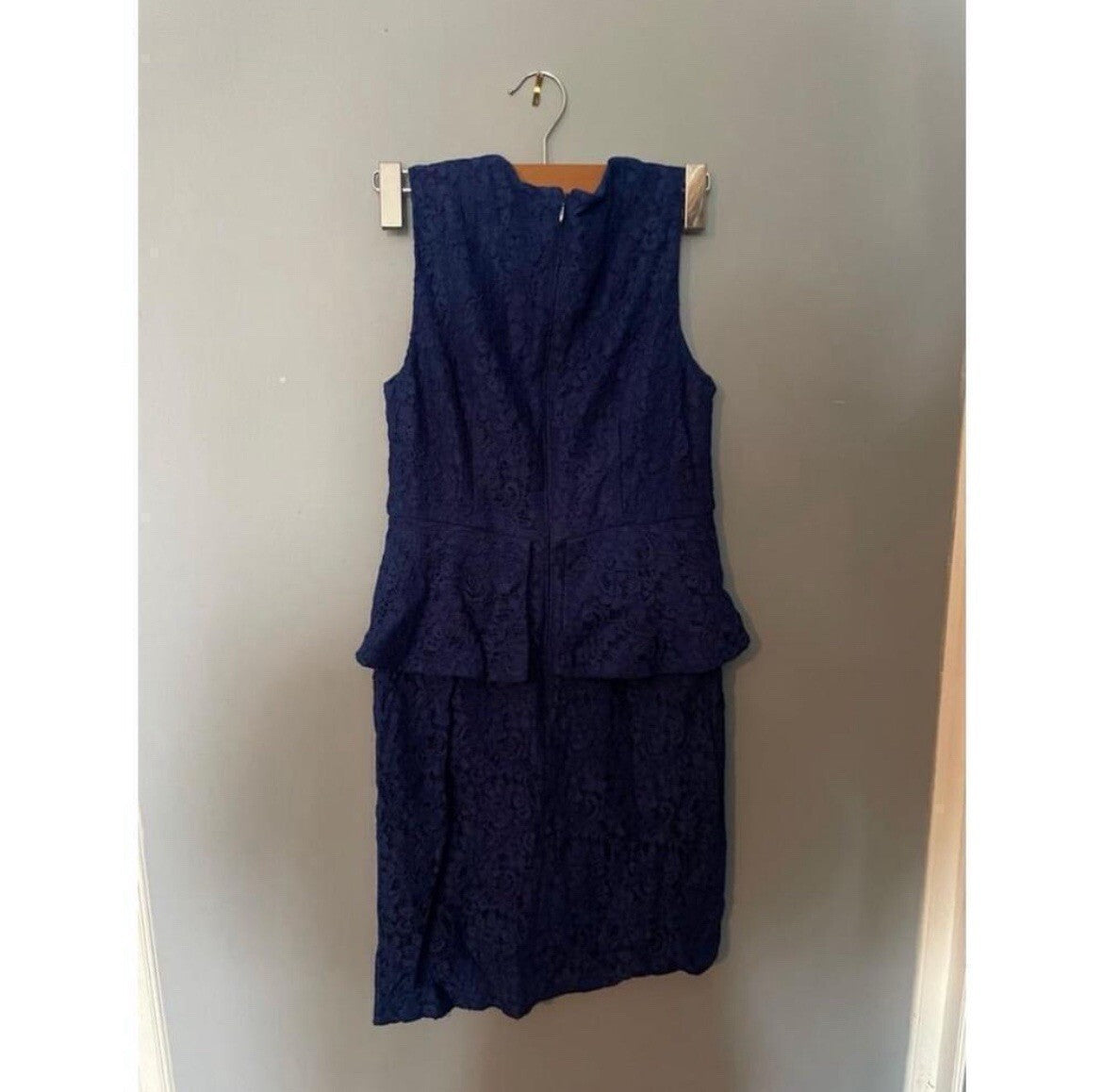 Adrianna Papell Blue Lace Dress 4P Petite Cocktail Formal Wedding Party