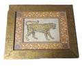 Framed Jaguar Art Print – Heavy Gold Frame with Patterned Mat Wall Decor