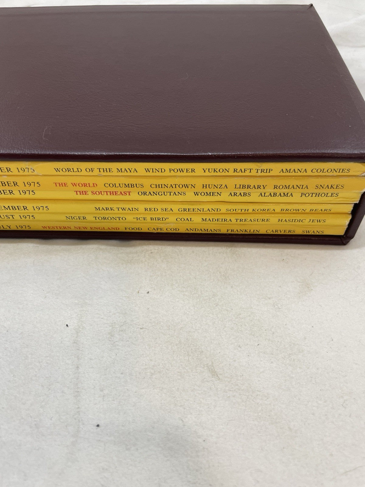 Nat Geo Mags Jul–Dec 1975 Set + Slipcvr Vtg Wildlife Decor World Atlas