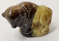 Vintage Wade Whimsies England Bison Buffalo Mini Ceramic Figurine Red Rose