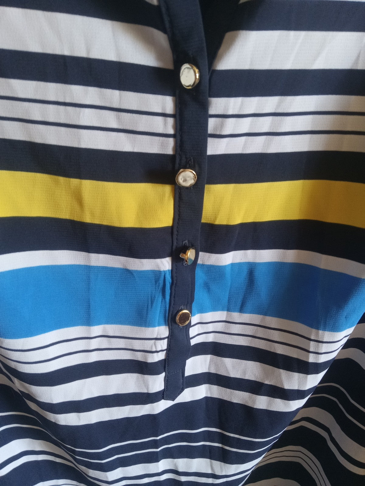 Suzy Shier Half Button Blue Striped Long Sleeve Sweater Women’s Size S