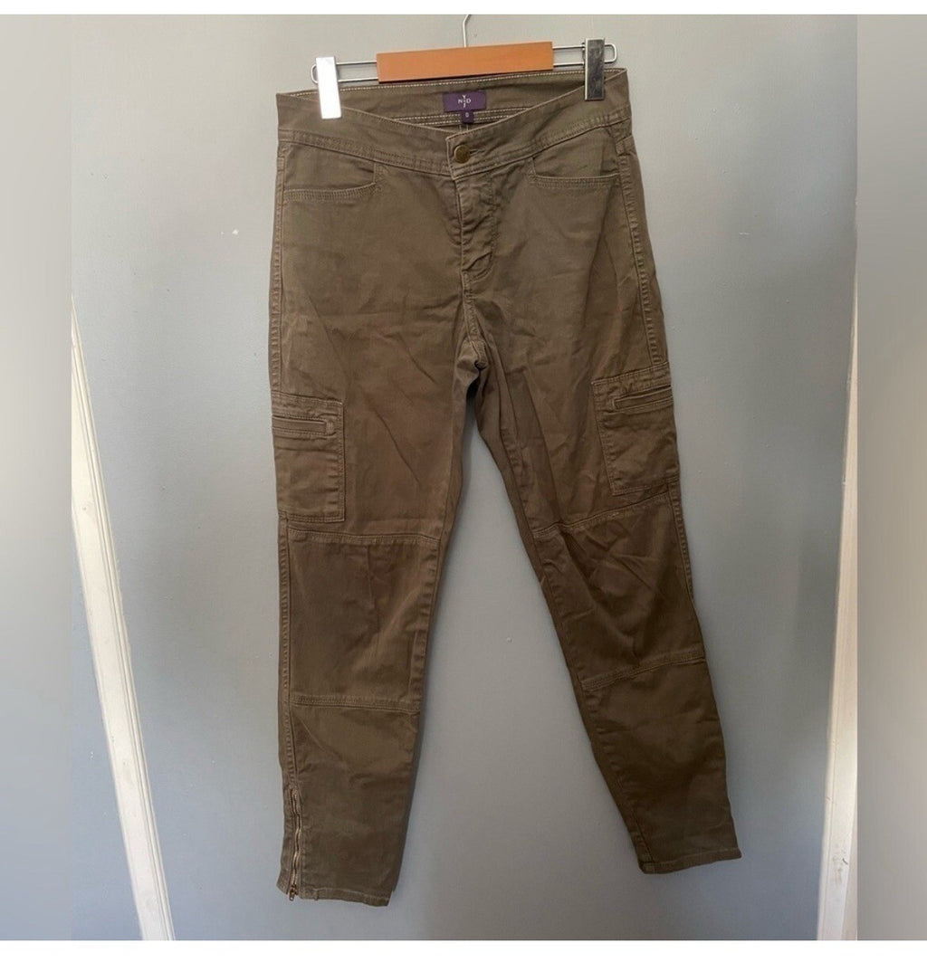NYDJ Olive Skinny Ankle Pants Zipper Detail Women's Size 0 Stretch Fit