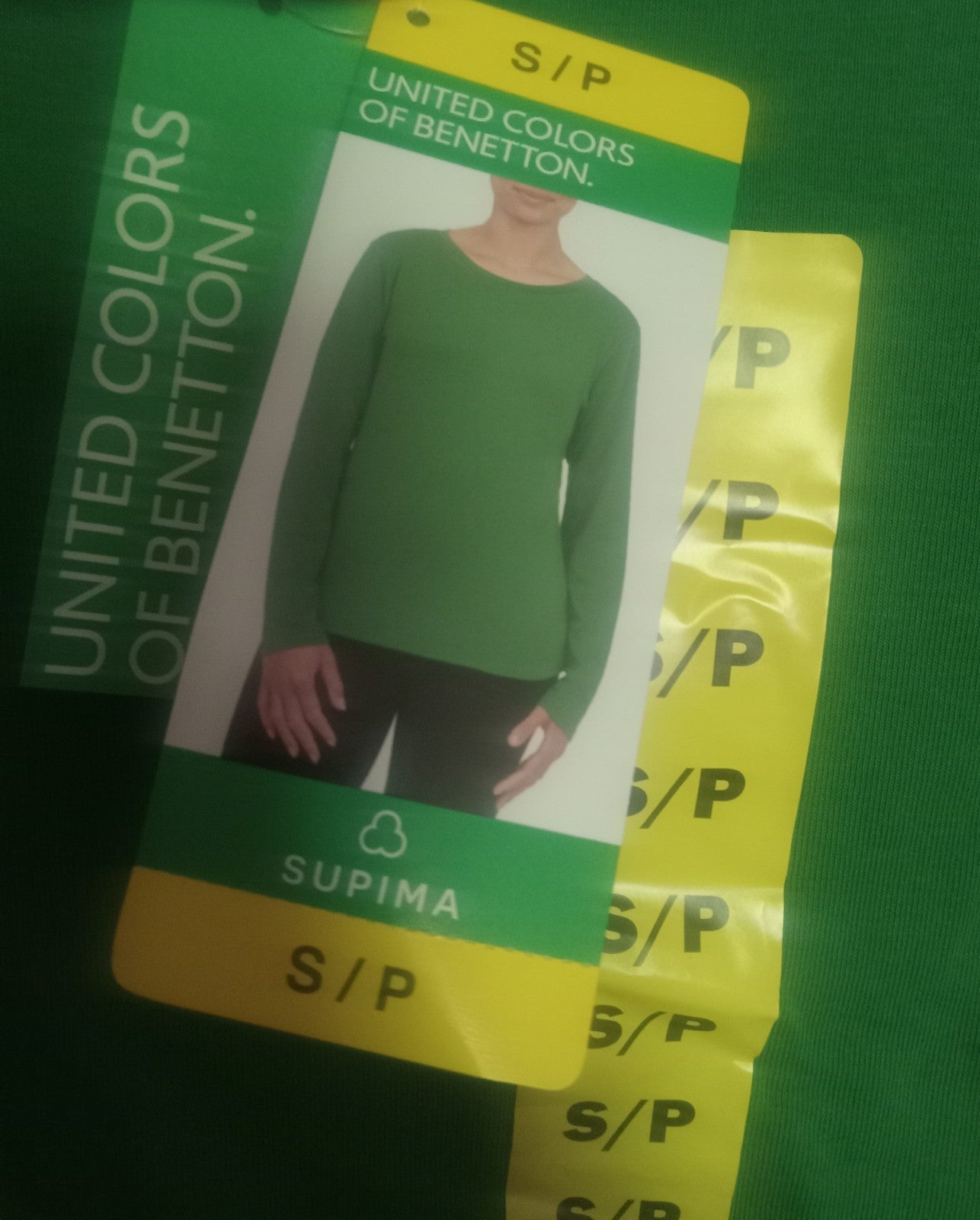 Benetton Green Long Sleeve Shirt Women’s Small NWT Stretch Cotton Casual Top