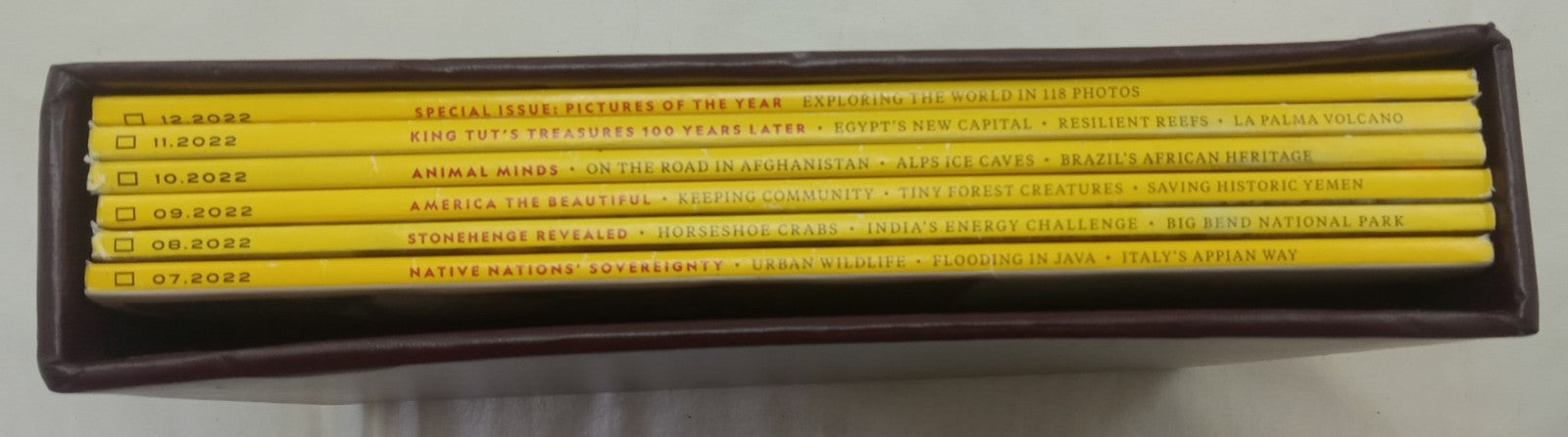 Nat Geo Jul–Dec 2022 | VG+ Magazine Set in Faux Leatherette Slipcover