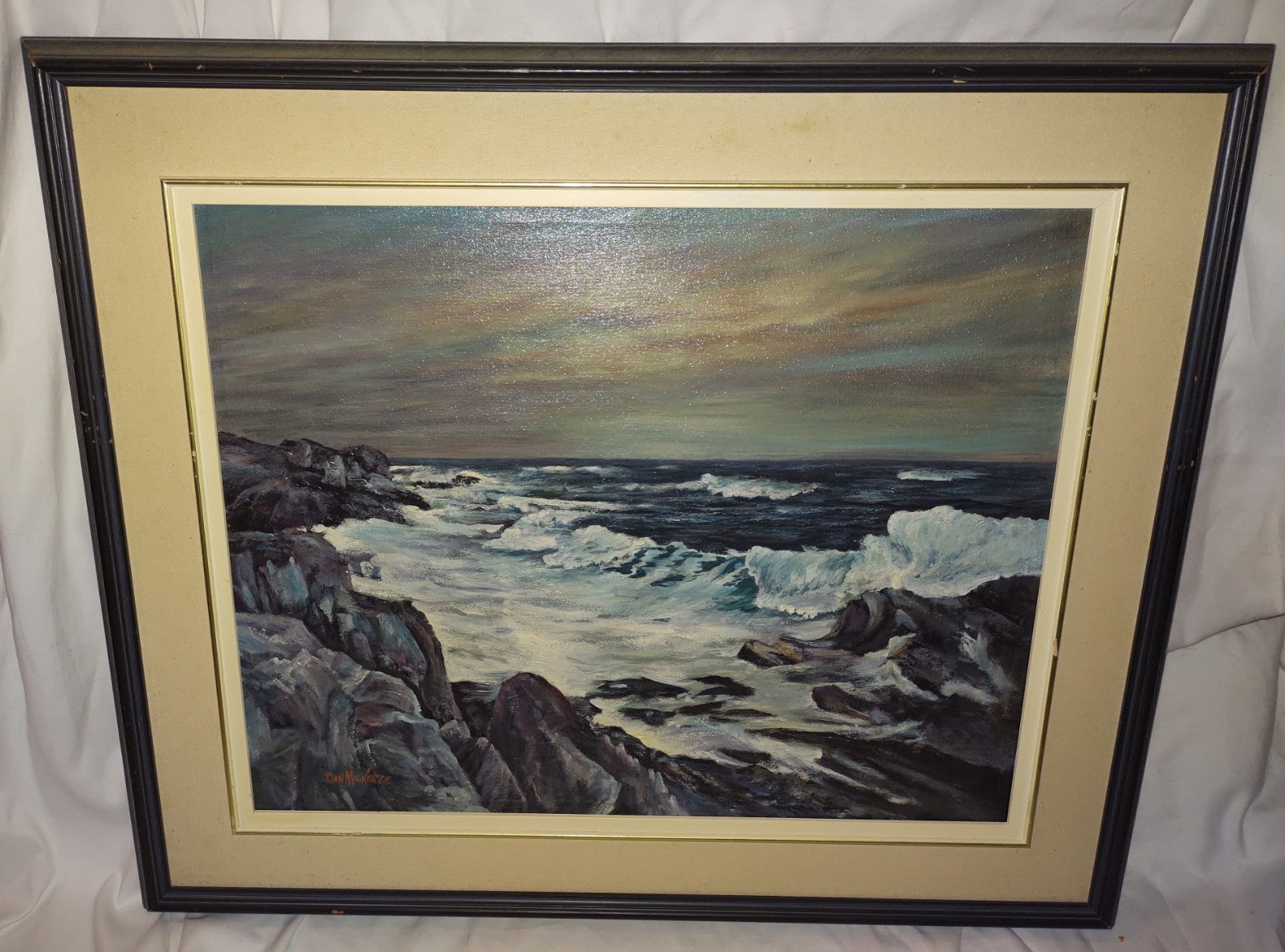 Dan Mackenzie Coastal Shoreline Acrylic Painting Waves on Rocks Maritime Art