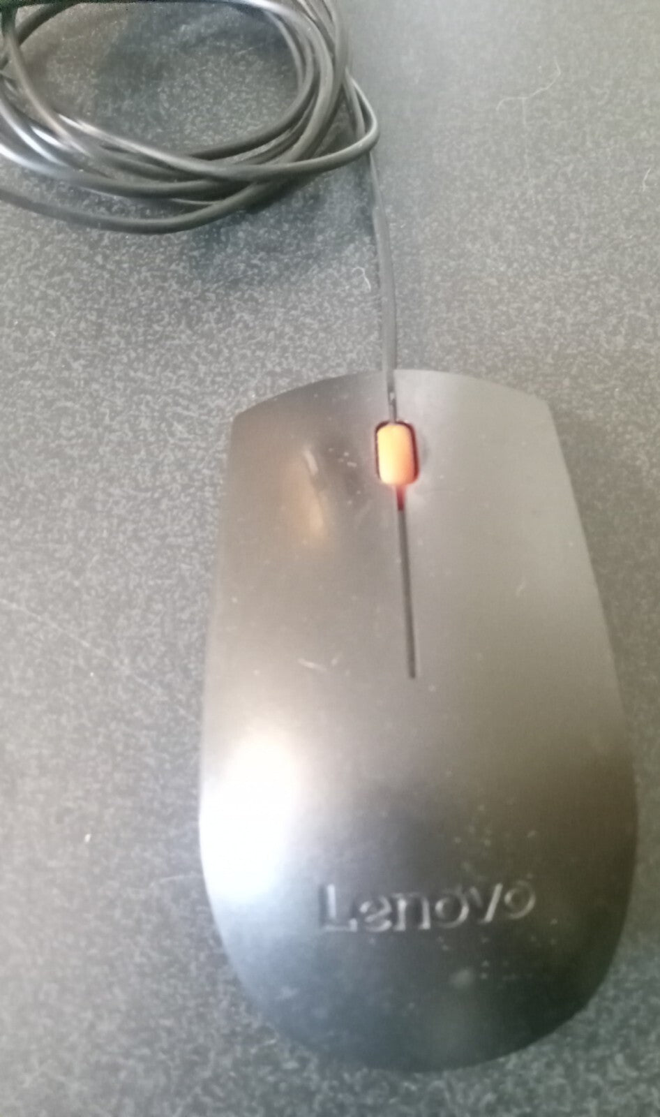 Lenovo MOJUUO USB Wired Mouse – 1600 DPI – Orange Scroll Wheel