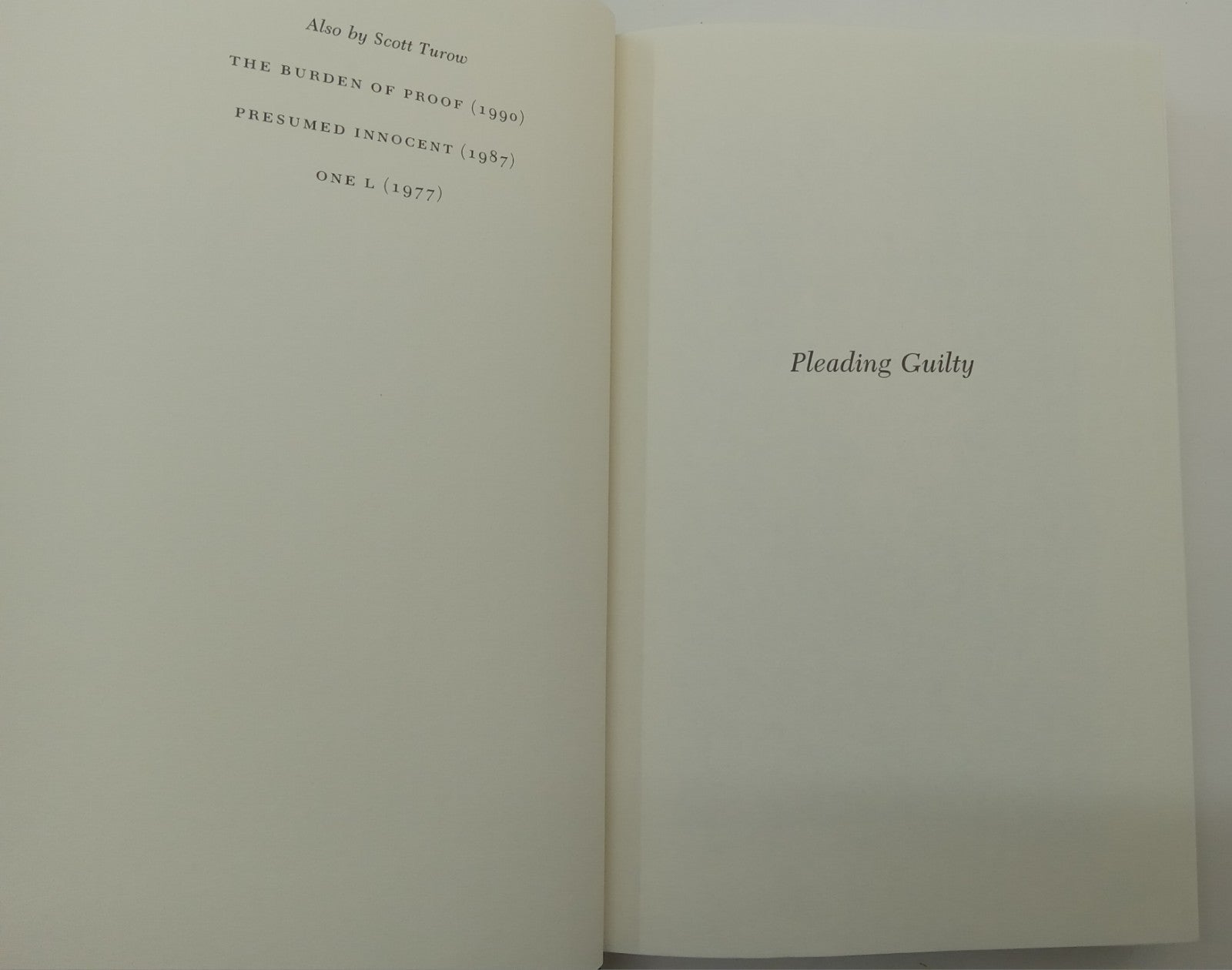 Pleading Guilty by Scott Turow – VG+ Legal Thriller Hardcover with DJ