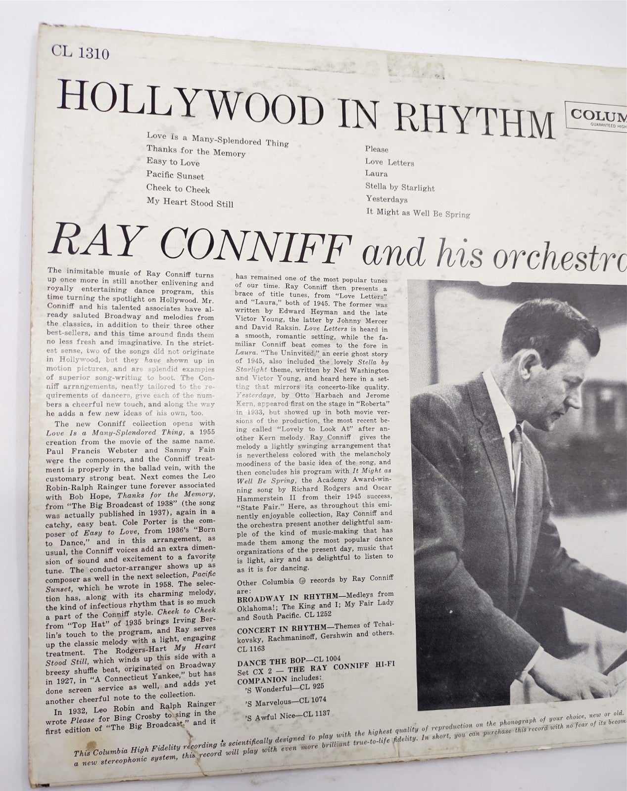 Ray Conniff – Hollywood in Rhythm Mono Vinyl LP Columbia Orchestra 1950s