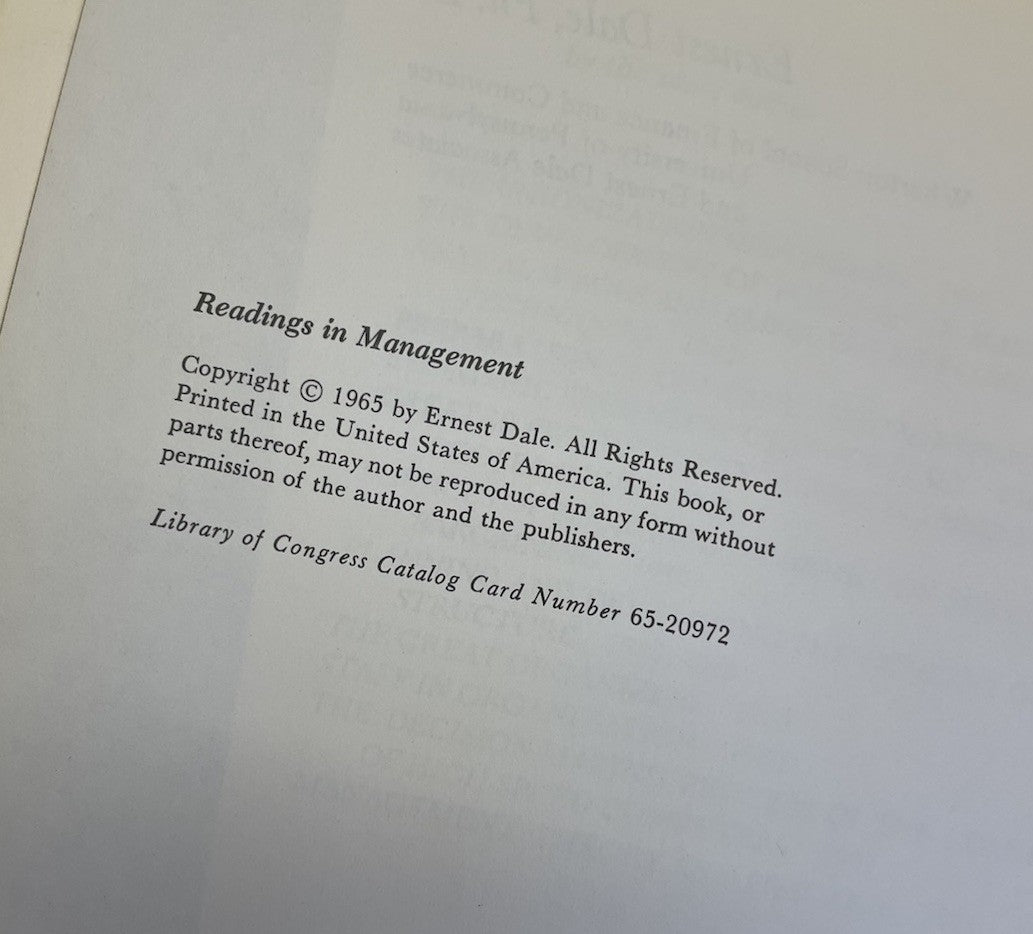 Readings in Mgmt Dale 1965 HC Landmark Biz Textbook Univ School Vtg RARE