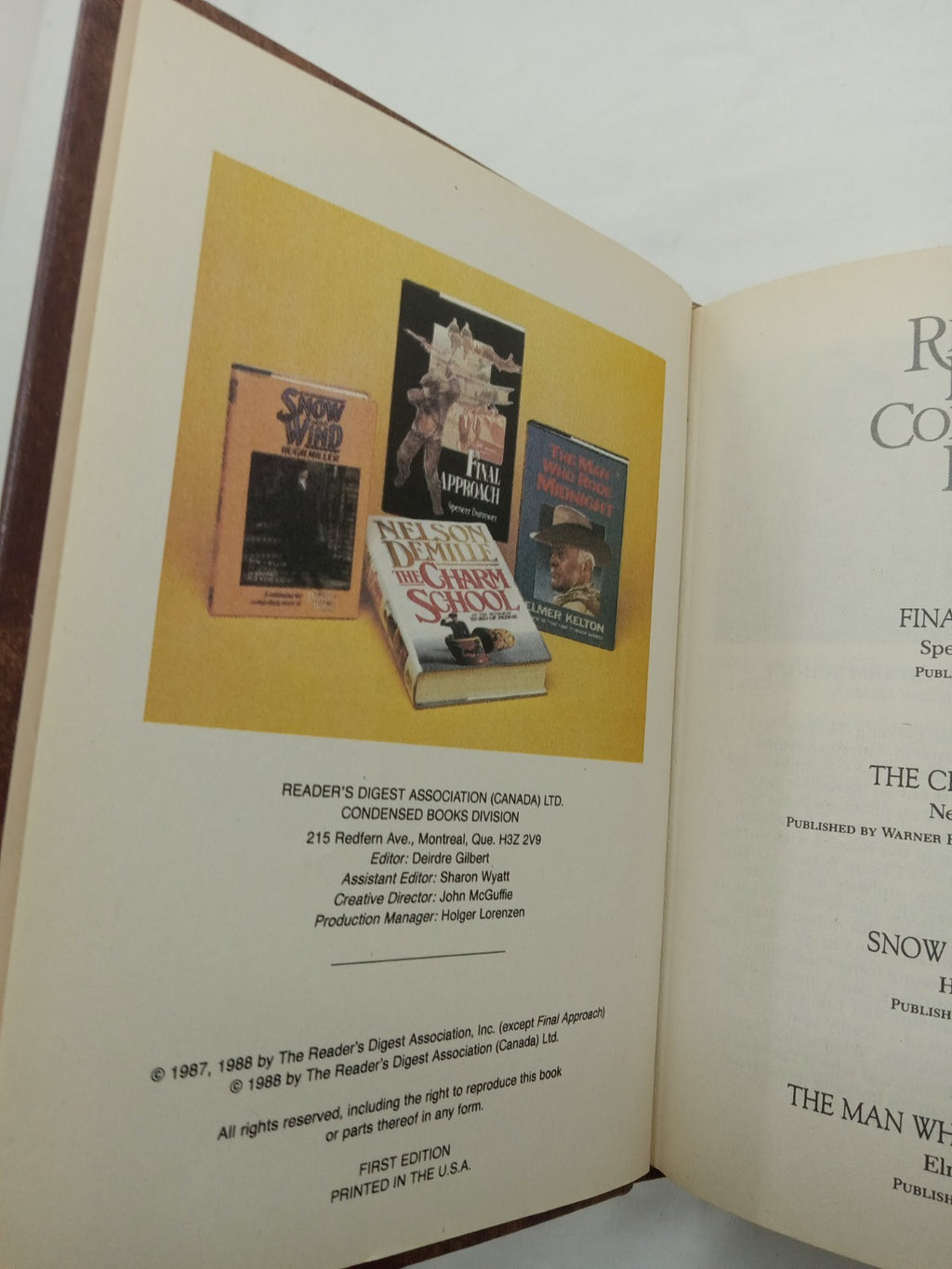 1988 Reader's Digest Condensed 1st Ed HC Leather Gilt Vtg NM Fiction