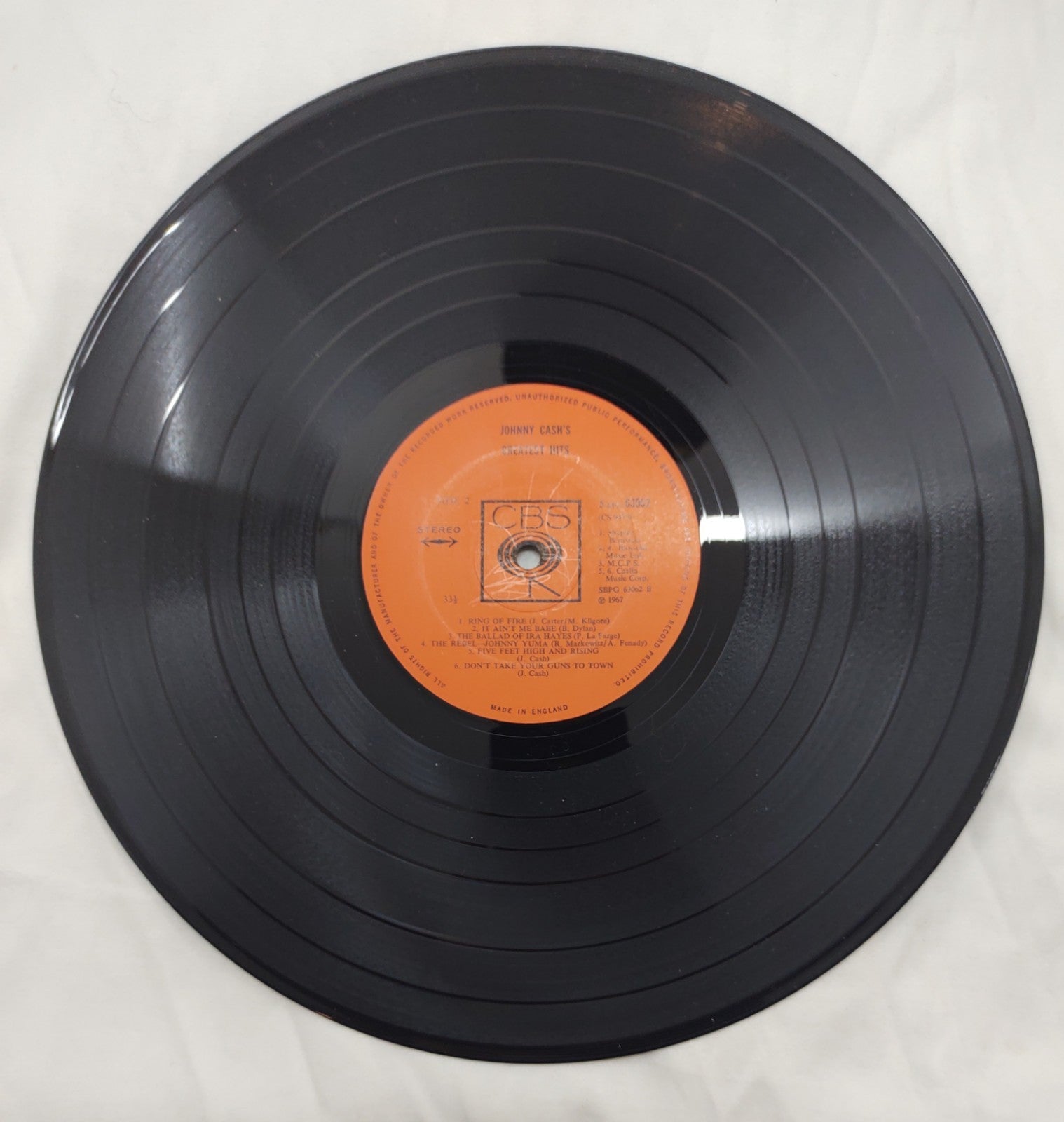 Johnny Cash – Greatest Hits Vol 1 LP 1967 UK CBS SBPG-63062 Country Classic