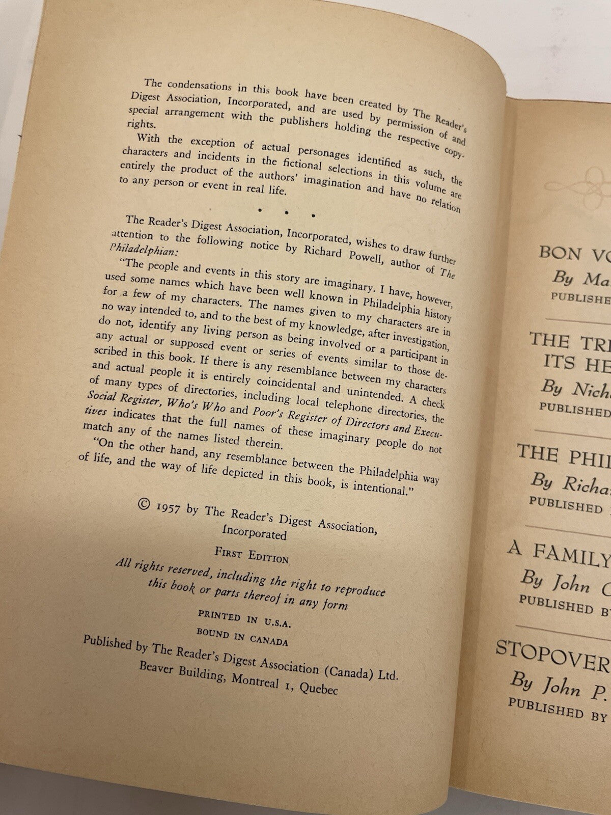 Readers Digest Condensed Books Vol 1 1957 Winter HC - Near Mint