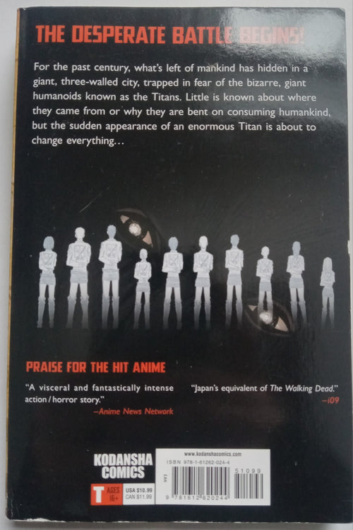 Attack on Titan Vol. 1 Manga Comic Book by Hajime Isayama (VG+) English