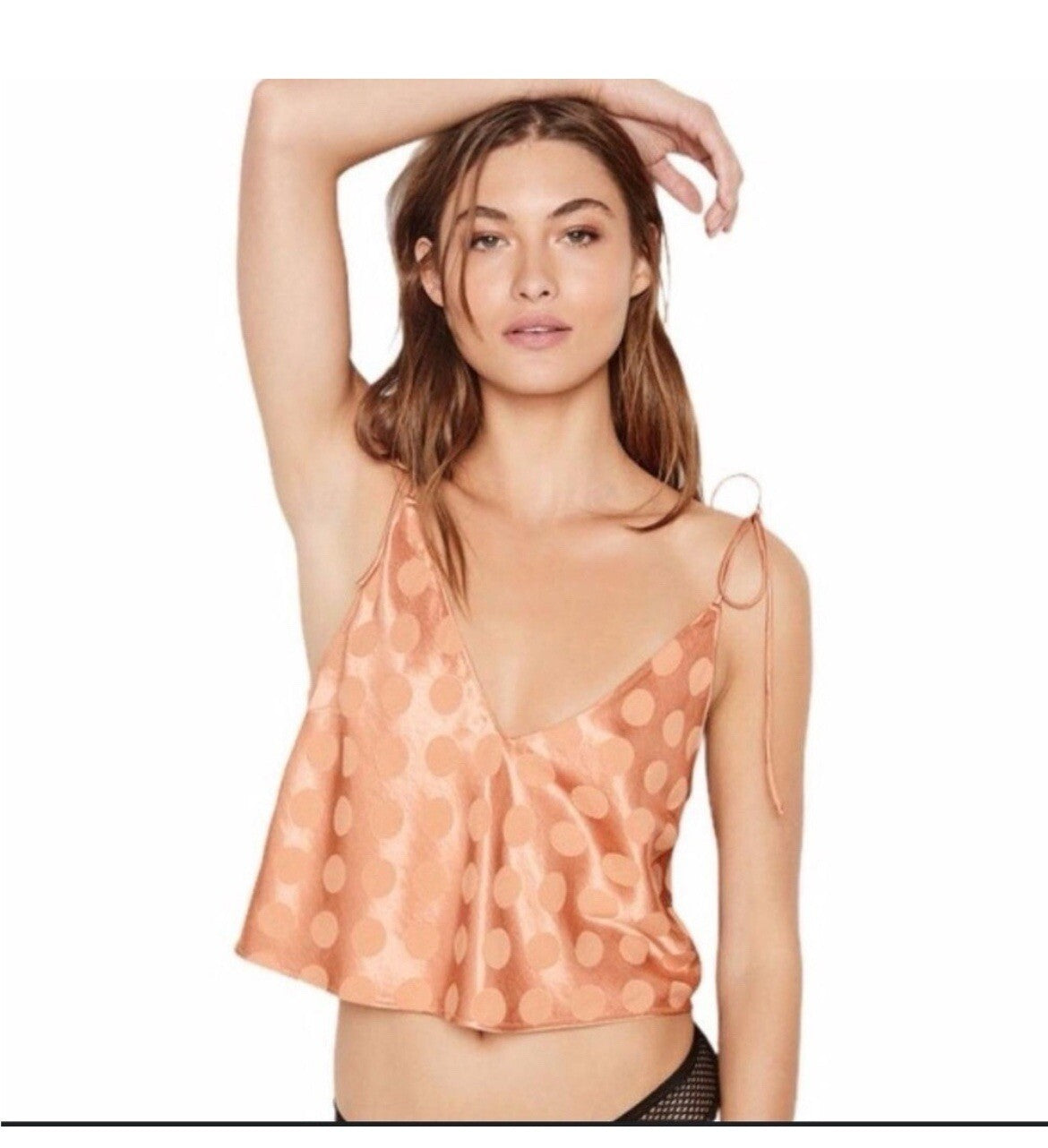 Victoria’s Secret Satin Tie Strappy Crop Top XL Y2K Sexy Lingerie Sleepwear Top