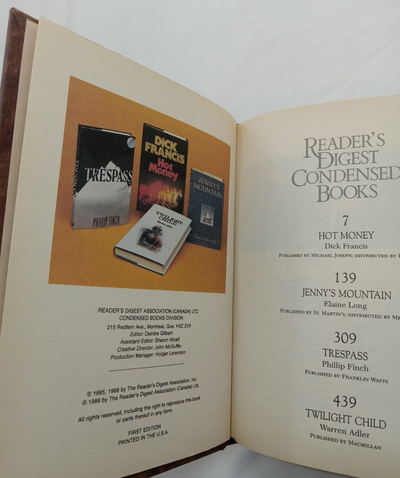 1988 Reader's Digest Condensed 1st Ed HC Leather Gilt Vtg NM Fiction
