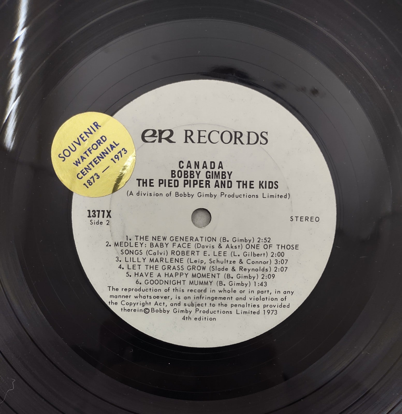 Bobby Gimby – Canada LP Stereo Pied Piper & The Kids Centennial Edition 1973