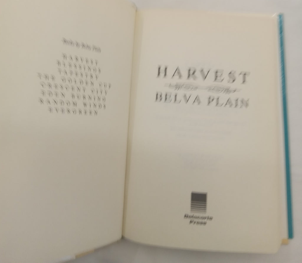 Harvest by Belva Plain – VG+ Vintage Hardcover, Family Saga Fiction