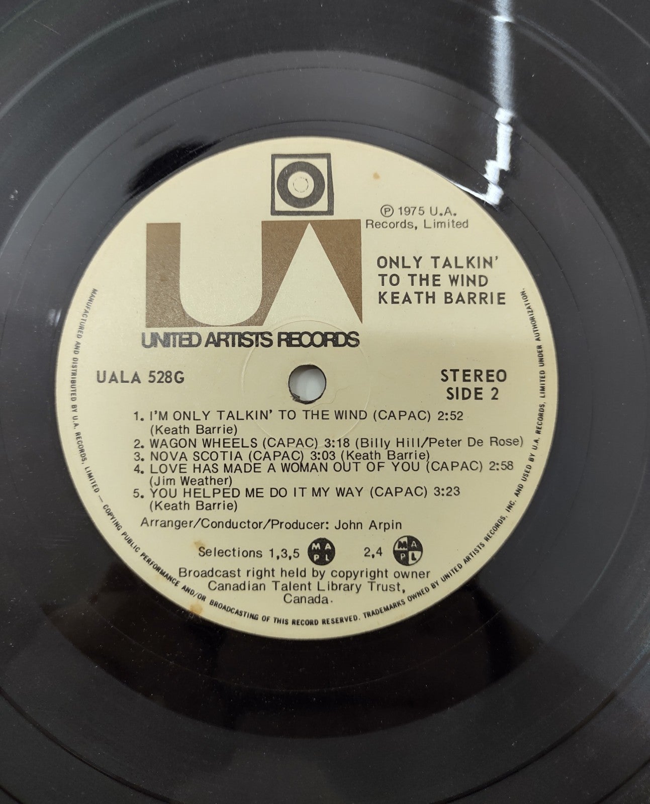 Keath Barrie – Only Talkin’ to the Wind (1975) Vinyl LP United Artists Folk