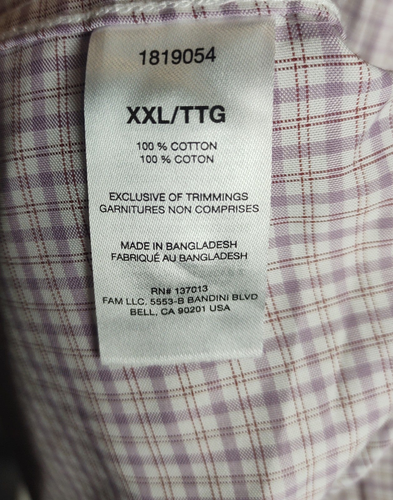 Banana Republic Men’s XXL Light Purple Check Dress Shirt Long Sleeve NWT