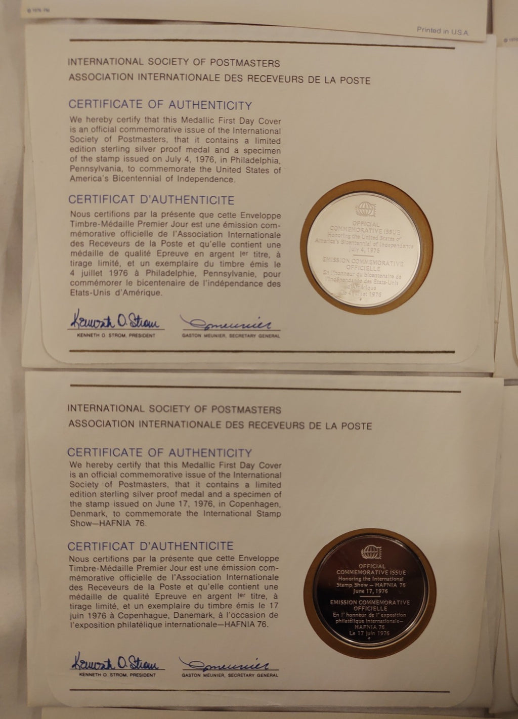 24 ISPM Sterling Silver Proof Medals 1975–76 w/ FDC Envelopes & COAs – Mint