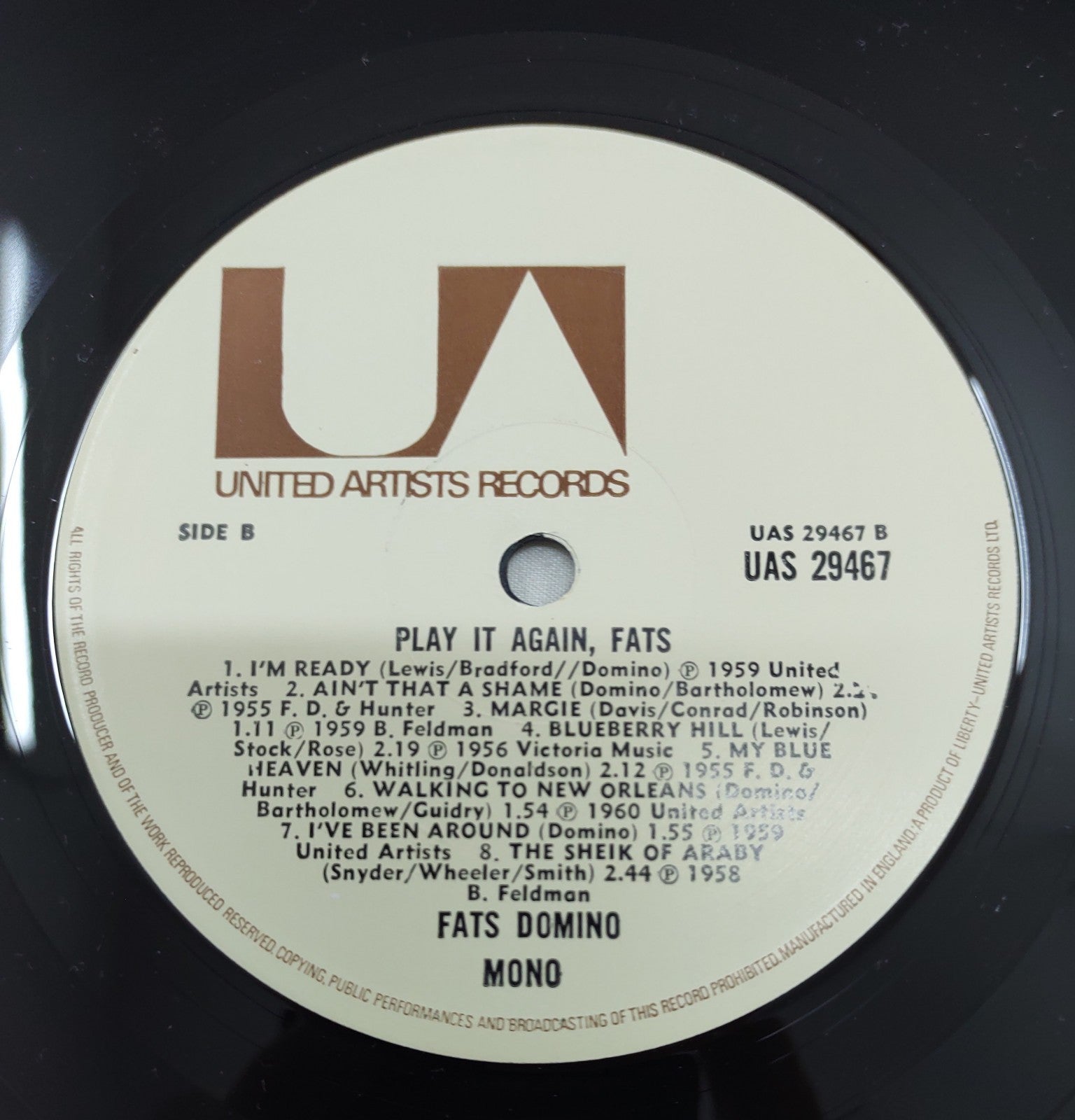 Fats Domino – Play It Again Fats LP Mono 1972 UAS-29467 VG