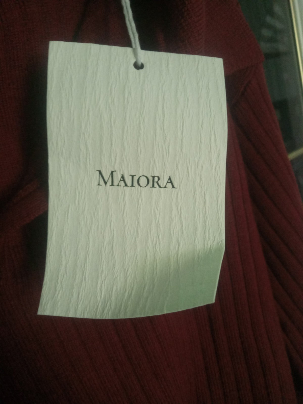 Maiora Red Ribbed Collared Long Sleeve Shirt NWT Woman's Casual Dress Top S/M