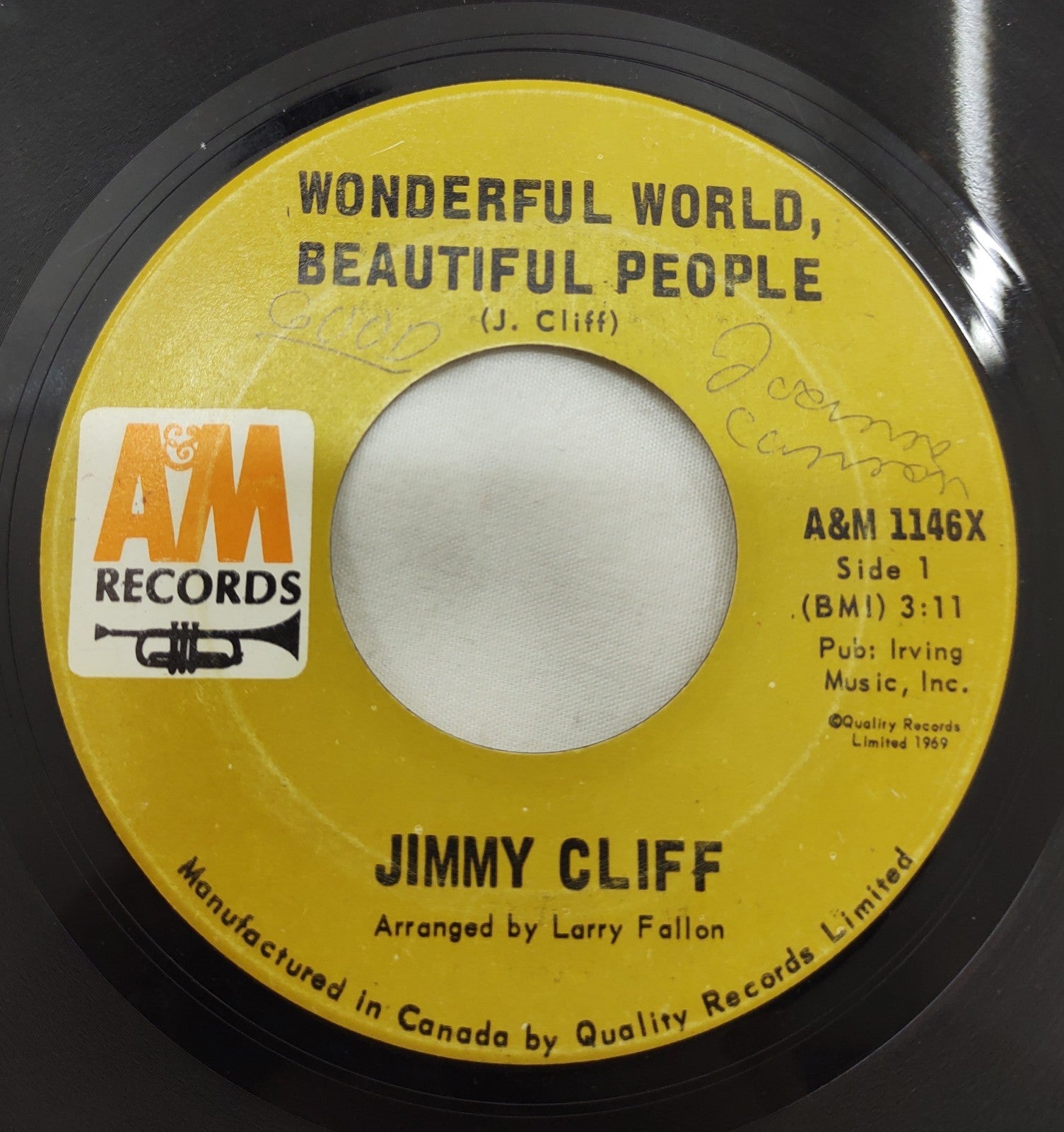 Jimmy Cliff – Waterfall 7” A&M 1146X Canada 1969