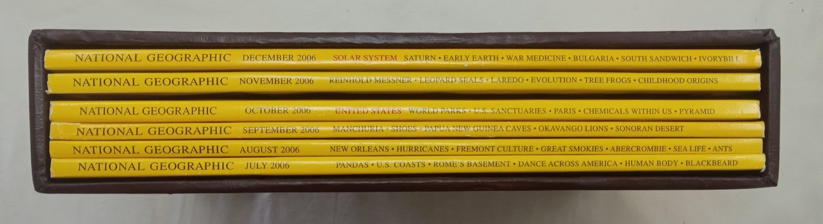 National Geographic Jul–Dec 2006 VG+ | 6 Issues | Faux Leather Slipcase