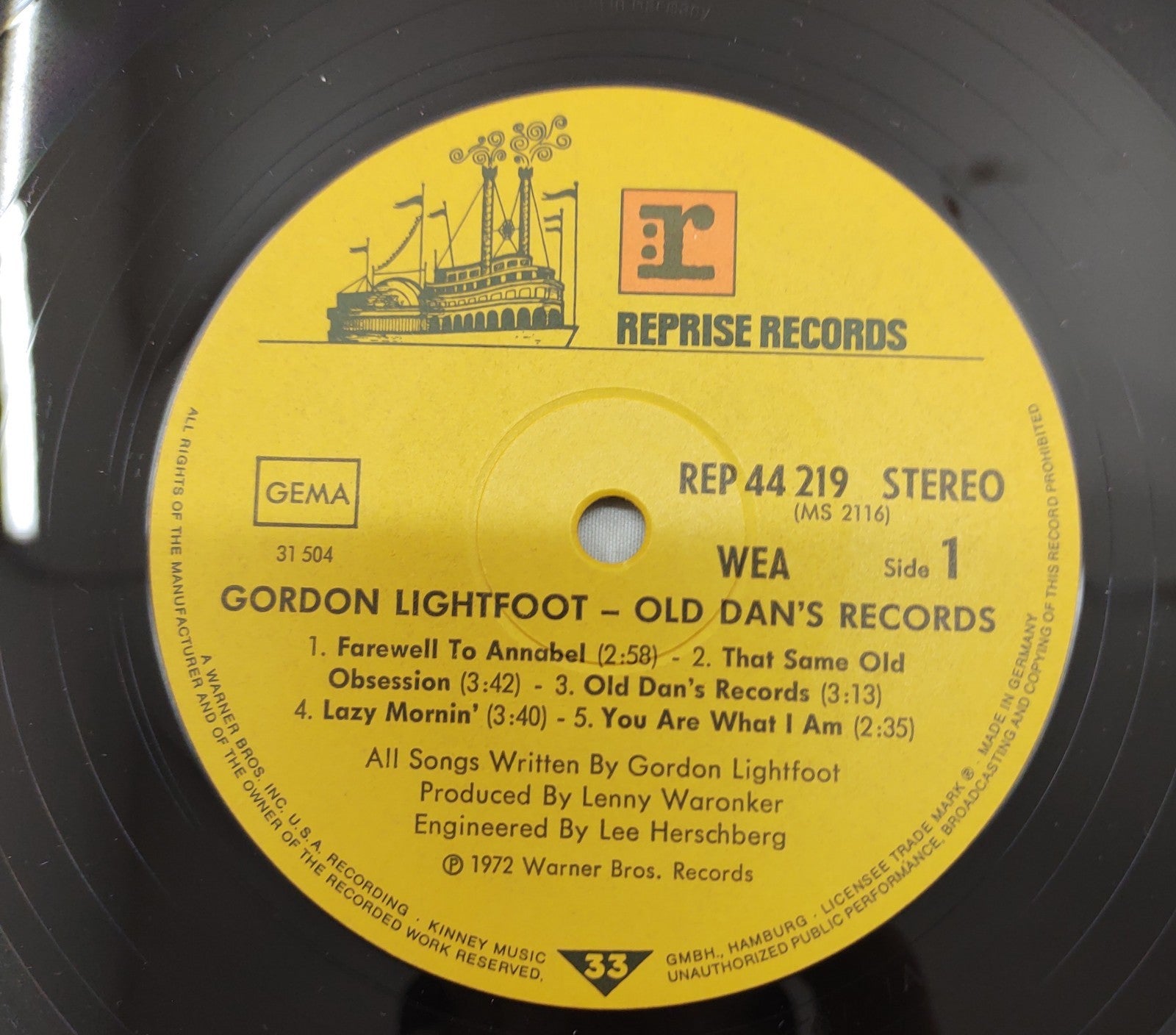 Gordon Lightfoot - Old Dan's Records (1972) Reprise MS 2116 Vinyl LP Album Folk