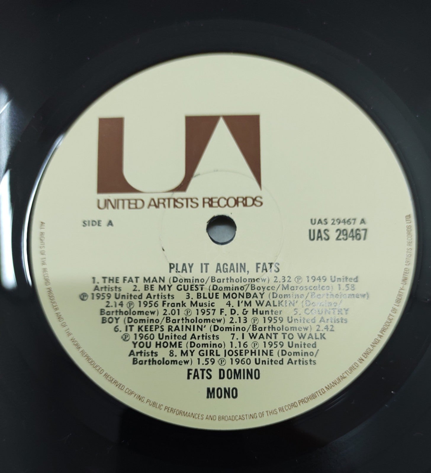 Fats Domino – Play It Again Fats LP Mono 1972 UAS-29467 VG