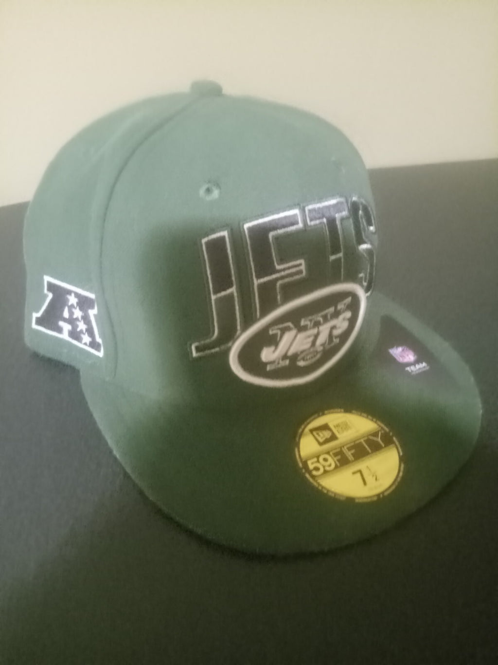 New York Jets Hat New Era 59FIFTY Flat Bill Fitted Cap 7 3/4 NFL Draft Football